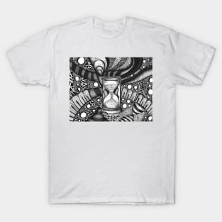 Hourglass illustration with abstract patterns around T-Shirt